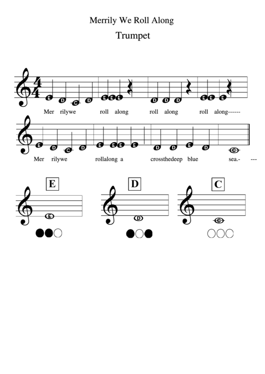 Merrily We Roll Along - Sheet Music (Trumpet) Printable pdf