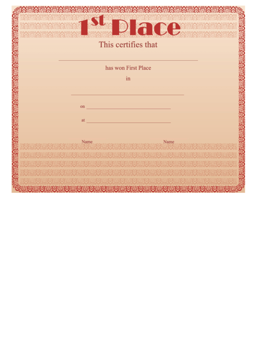 1st Place Certificate Template Printable pdf