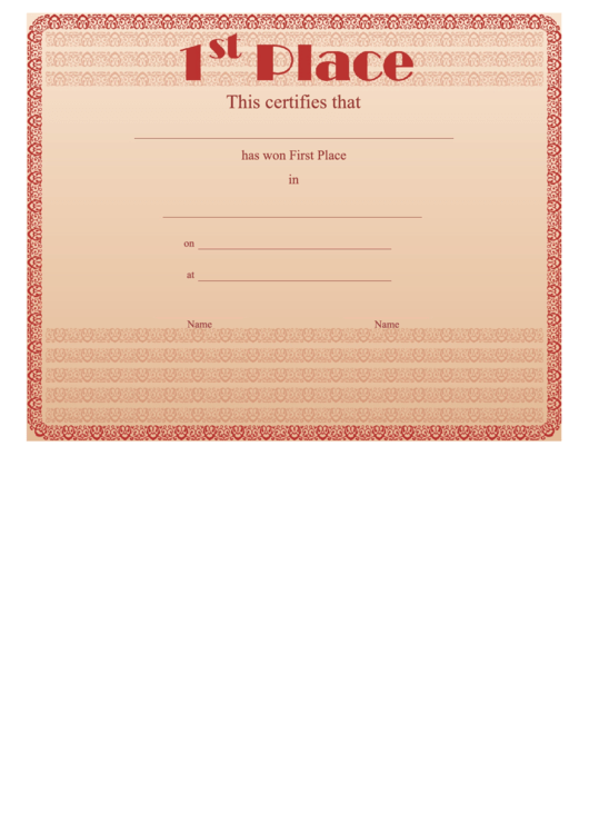1st Place Certificate Template Printable Pdf Download