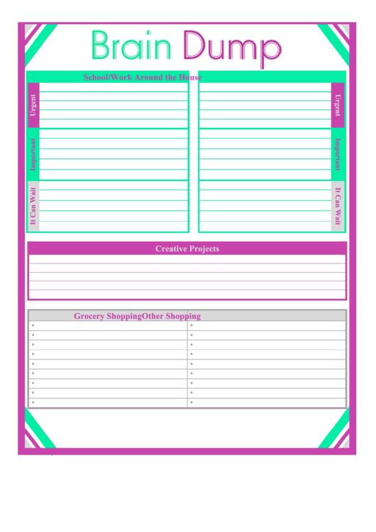 Brain Dump Template Printable Pdf Download