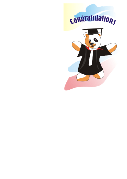 Graduation Card With Panda Template Printable pdf