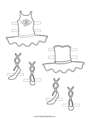 Ballerina Paper Doll Outfits With Rose To Color