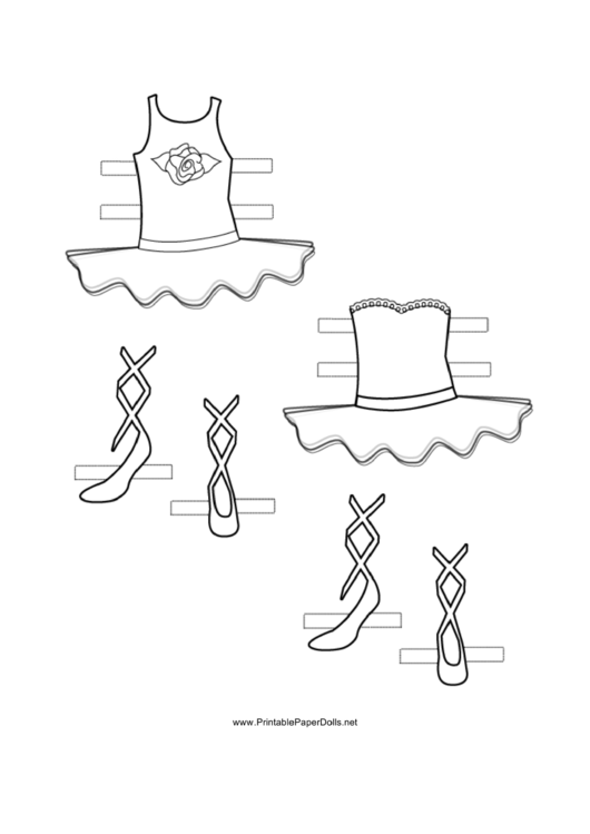 Ballerina Paper Doll Outfits With Rose To Color Printable pdf