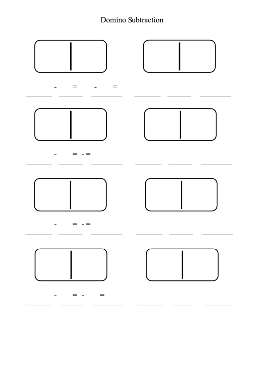 Domino Subtraction Worksheet Template Printable pdf