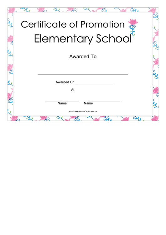 Promotion Elementary School Certificate Printable pdf