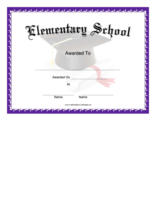 Elementary School Certificate Template Printable pdf