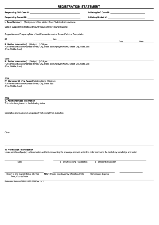 Registration Statement Iv-D Printable pdf