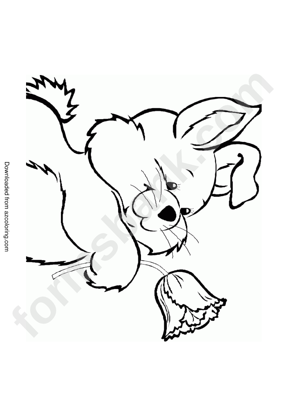 Rabbit And Flower Coloring Sheet