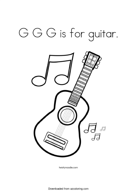 G-G-G Is For Guitar Coloring Page Printable pdf