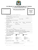 Visa Application Form - The Embassy Of The United Republic Of Tanzania
