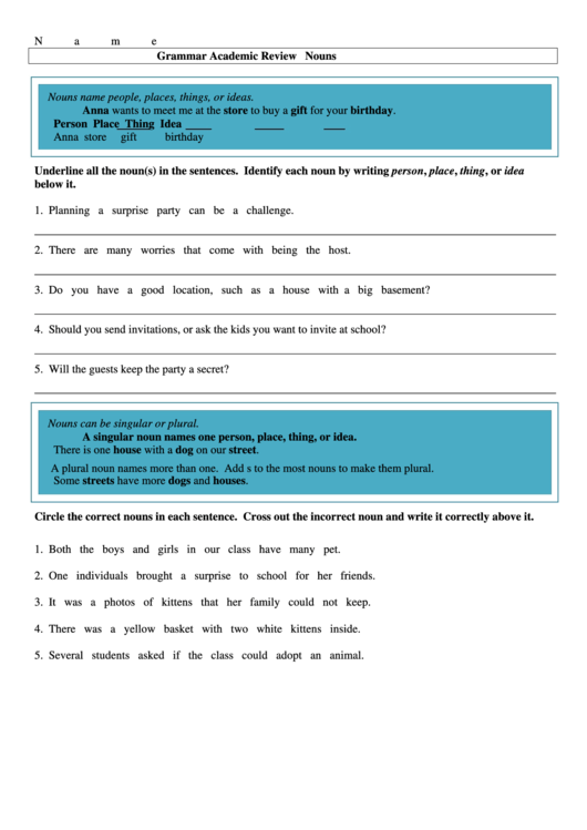 Grammar Academic Review Printable pdf