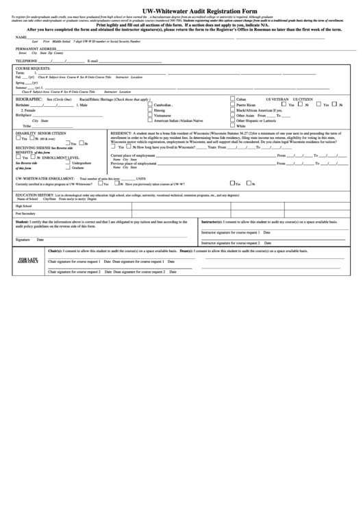 Audit Registration Form Printable pdf