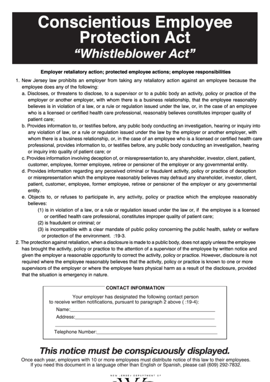 Conscientious Employee Protection Act Printable pdf