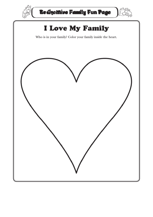 I Love My Family Heart Coloring Sheet Printable pdf