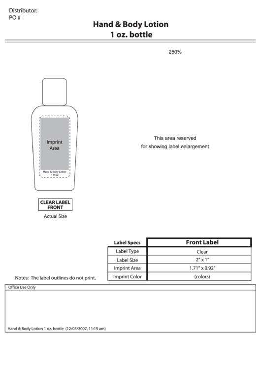 Art Hand & Body Lotion Bottle Label Template Printable pdf