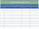 Snack Schedule Template For Sports Team