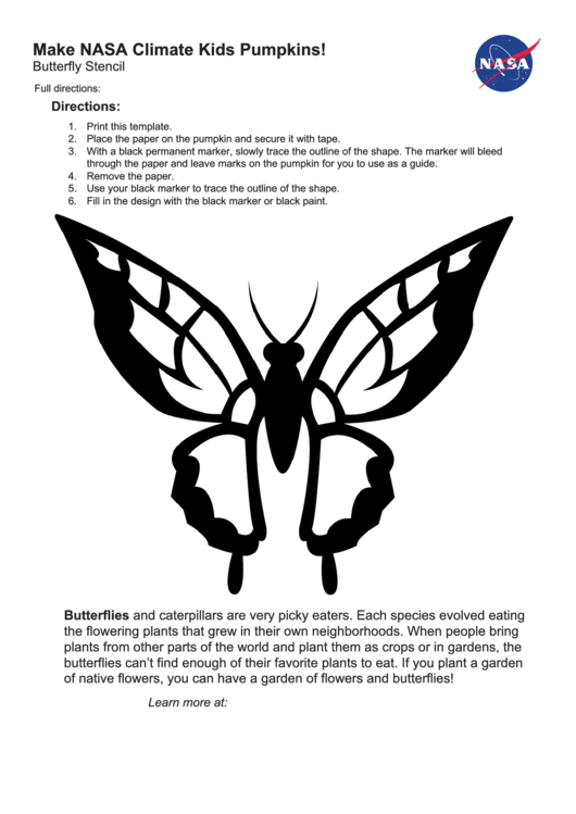 Nasa Butterfly Stencil Template Printable pdf