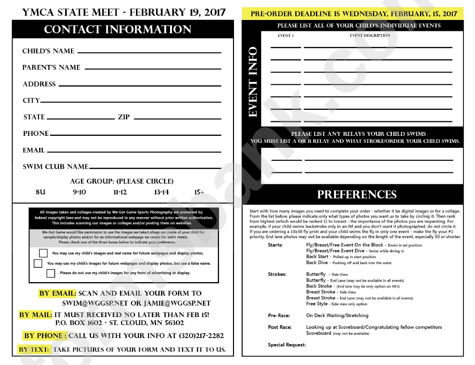 Ymca State Meet Application Form