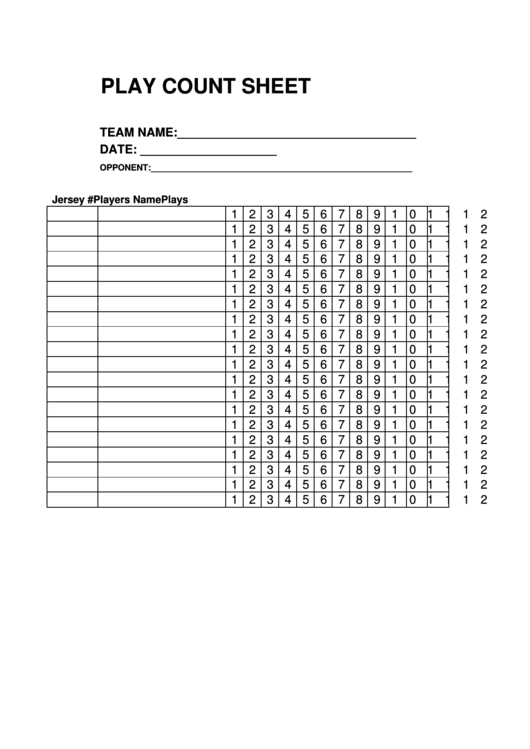 Play Count Sheet Template Printable pdf