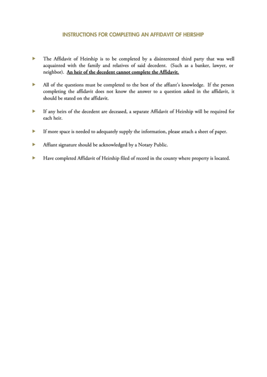Affidavit Of Heirship Form Printable pdf