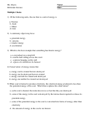 Homework Questions - Science Forms Of Energy Printable pdf