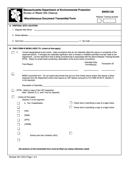 Bwcs126, Miscellaneous Document Transmittal Form