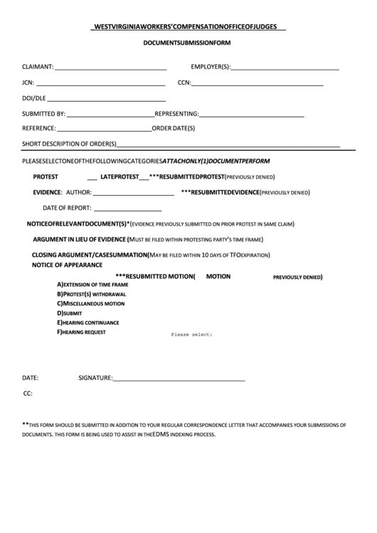 Fillable Document Submission Form Printable pdf