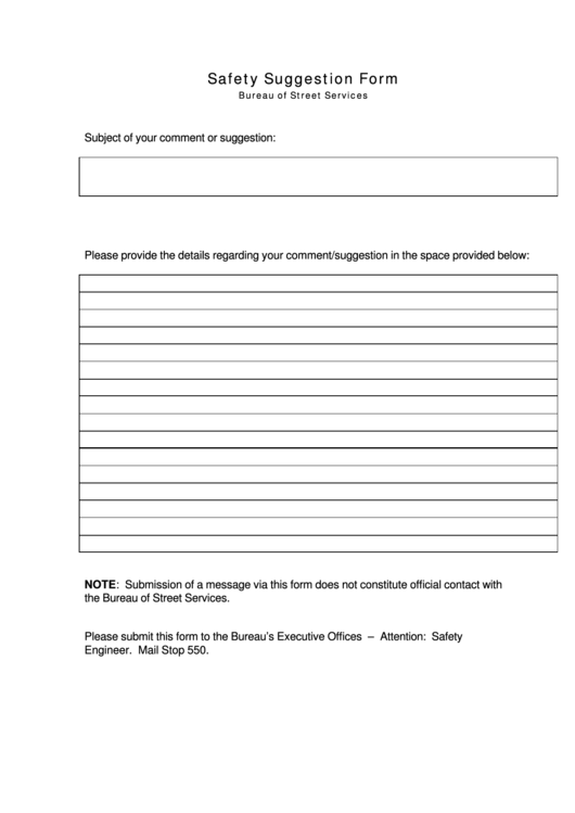 Safety Suggestion Form