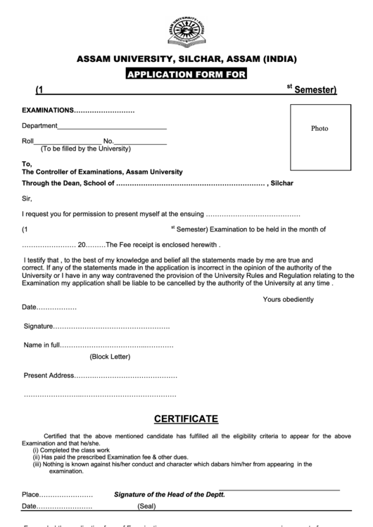 Application Form For M.phil/ph.d. Course Work And Integrated Pre-Ph.d.course Printable pdf