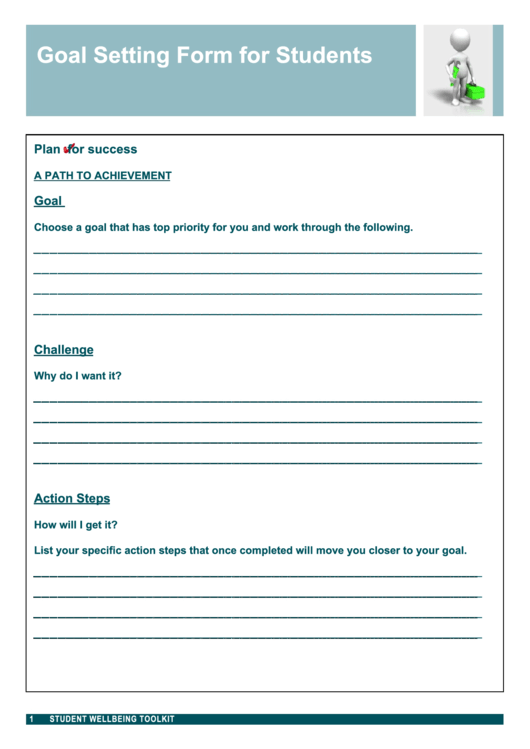 Goal Setting Form For Students Printable pdf