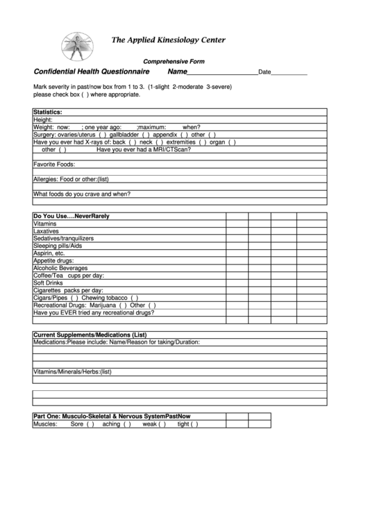 Comprehensive Intake Form Printable pdf