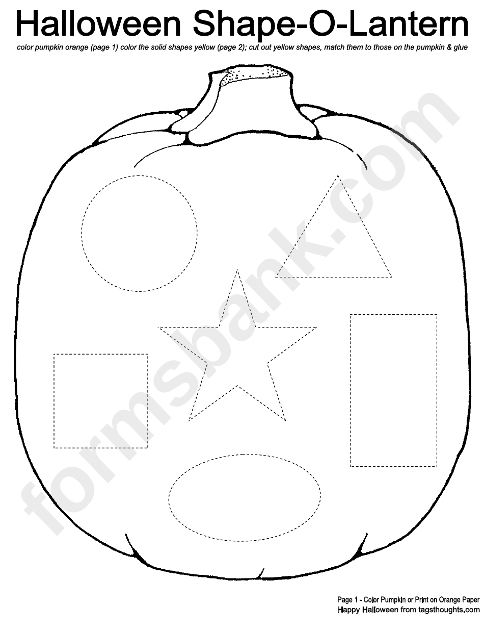 Halloween Shape-O-Lantern Activity Sheet printable pdf download
