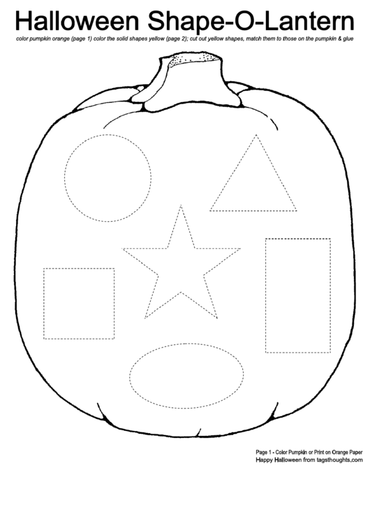 Halloween Shape-O-Lantern Activity Sheet Printable pdf
