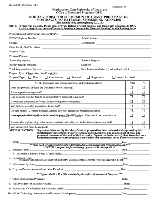 Routing Form For Submission Of Grant Proposals Printable pdf