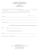Candidate's Application For Ordination To The Priesthood