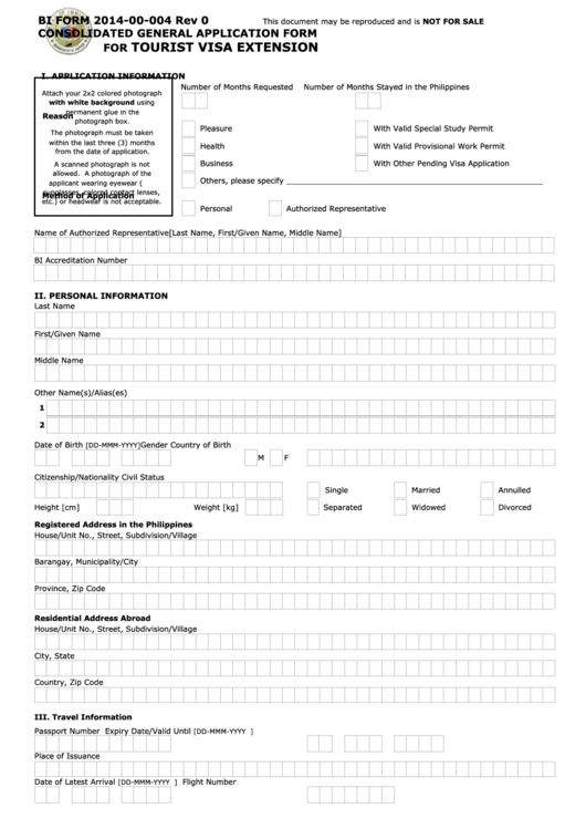 Tourist Visa Extension Form 2014 Printable pdf