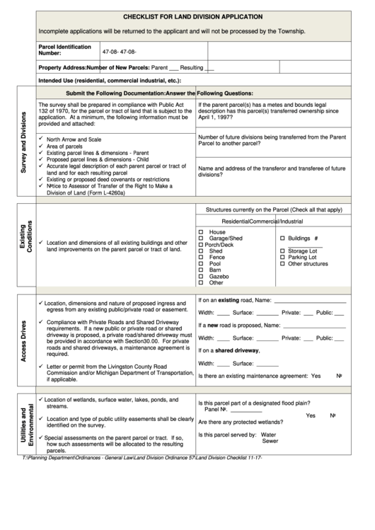 Checklist For Land Division Application Printable pdf