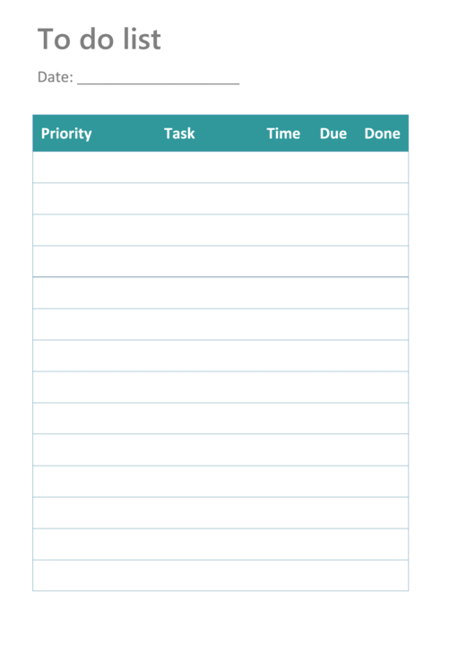 To Do List Template - Priority Printable pdf