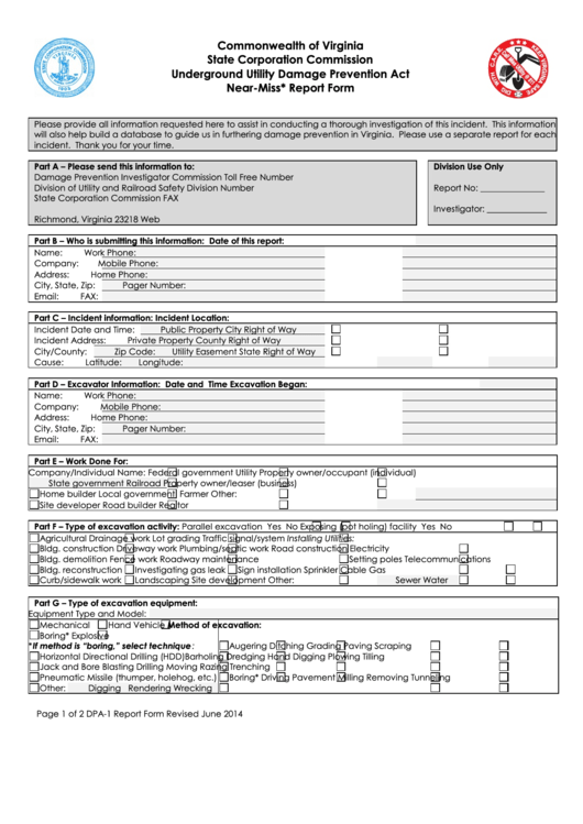 Near Miss Report Form Printable Pdf Download