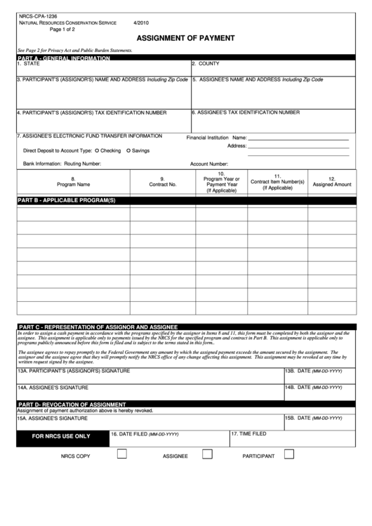 Fillable Assignment Of Payment Printable pdf