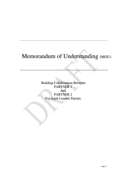 Sample Memorandum Of Understanding Template Printable pdf