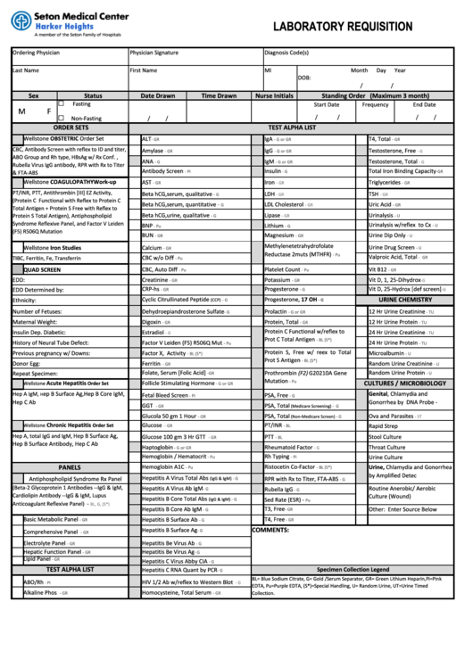 Laboratory Requisition Form Printable pdf