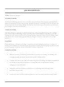 Warehouse Manager Job Description Printable pdf
