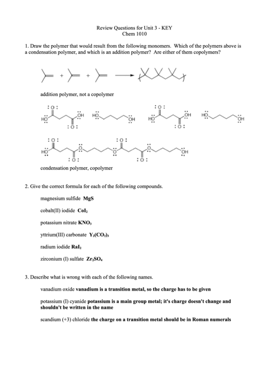 Chem 1010 Worksheet Template Printable pdf