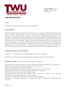 Coordinator, University Scheduling And Space Utilization Job Description Printable pdf