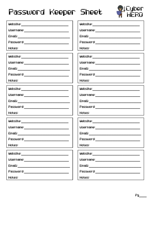 Password Keeper Sheet Printable Pdf Download