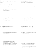 Prelude To Standard Form: Simplifying Worksheet