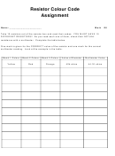 Resistor Color Code Assignment Template
