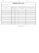 Monthly Grocery List Template