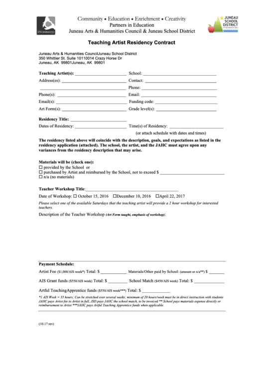 Ateaching Artist Residency Contract